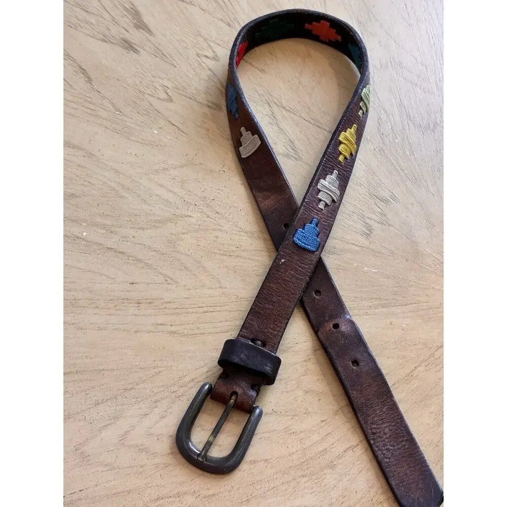 Arandu Argentina Kids Polo Belt Leather Colorful Embroidered Gaucho 60cm 3-4 Yrs
